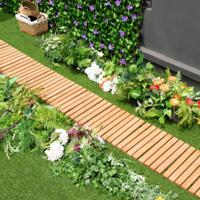 245 cm Houten Tuinpad Recht Weerbestendig Buitenpad met Staaldraad en Antisliptextuur Houten Pad voor Tuin Binnenplaats Aan Zee