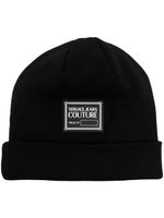 Versace Jeans Couture logo-patch turn-up brim beanie - Noir