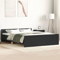 VidaXL Bedframe Met Hoofd- en Voeteneinde Zwart 150x200 cm, Boxspring, Bedbodem, Slaapkamermeubel, Stapelbed, Twijfelaar