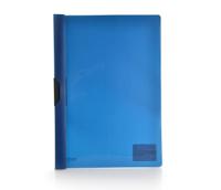 Office Box, Set van 10 clipmappen, A4, grote capaciteit voor maximaal 60 vellen, met plastic clip, transparant deksel en gekleurde behuizing, gemaakt van 100% recyclebaar polypropyleen (blauw)