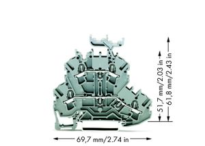 WAGO 2002-2231 Doorgangsklem 2-etages 5.20 mm Spanveer Toewijzing: L, L Grijs 50 stuk(s)