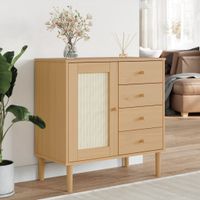 Dressoir SENJA 80x40x80 cm rattan look massief grenenhout bruin - thumbnail