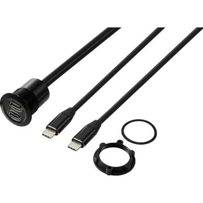 TRU COMPONENTS TC-13376320 USB 3.1-C ® 2x bus/1x stekker 1 m kabel zwart 1 stuk(s)