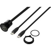 TRU COMPONENTS TC-13376320 USB 3.1-C ® 2x bus/1x stekker 1 m kabel zwart 1 stuk(s)