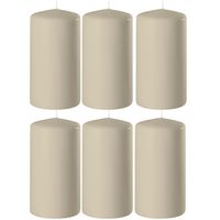 6x Beige cilinderkaarsen/stompkaarsen 6 x 12 cm 45 branduren