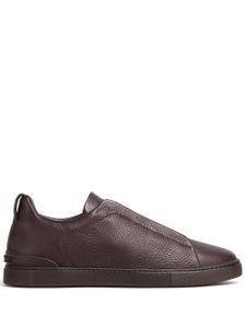 Zegna Triple Stitch leather sneakers - Marron