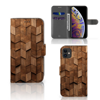 Book Style Case voor Apple iPhone 11 Wooden Cubes - thumbnail