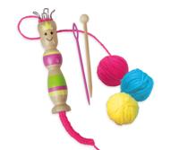 Lena punnikset meisjes hout/wol roze/geel/blauw 6 delig