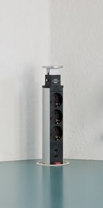 Brennenstuhl 1396200013 Tower Power Stekkerdoos | 3 Sockets | Inbouw | Zwart | met schakelaar