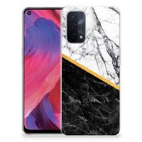 OPPO A74 5G | A54 5G TPU Siliconen Hoesje Marmer Wit Zwart - Origineel Cadeau Man