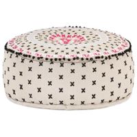 vidaXL Poef met borduursel rond 60x25 cm katoen meerkleurig