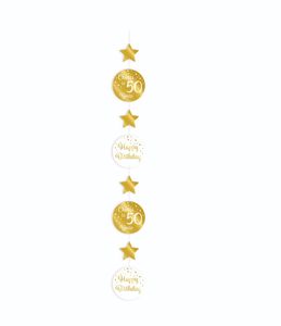 Hangdecoratie 50 Jaar Goud/Wit (1,2m)