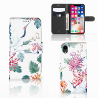 Apple iPhone Xr Telefoonhoesje met Pasjes Bird Flowers - thumbnail