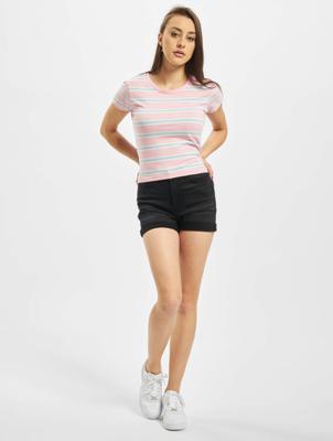 Urban Classics / t-shirt Ladies Stripe Cropped in pink Urban Classics / t-shirt Ladies Stripe Cropped in pink