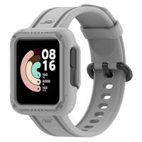 By Qubix - Siliconen sportband met case - Grijs - Xiaomi Redmi Watch 2 (Lite)