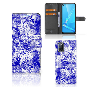 Telefoonhoesje met Naam OPPO A72 | OPPO A52 Angel Skull Blauw