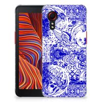 Silicone Back Case Samsung Galaxy Xcover 5 Angel Skull Blauw