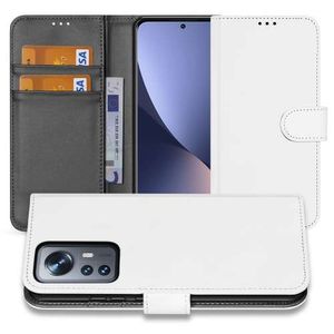 Book Case Telefoonhoesje voor de Xiaomi 12 Pro Wit met Pasjeshouder