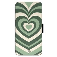 iPhone 13 flipcase - Hart swirl groen - thumbnail