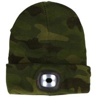 Benson beanie wintermuts met led lamp damesmutsen / herenmutsen - camouflage groen - thumbnail