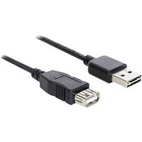 Delock USB-kabel USB 2.0 USB-A-stekker, USB-A-aansluiting 1.00m zwart aan beide zijden bruikbare stekker,