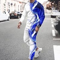 Voor heren Trainingspak Truien instellen Zwart Rood blauw Strakke ronde hals Grafisch Kleurenblok 2-stuks Afdrukken Sport Outdoor Casual Sport 3D-afdrukken Streetwear Sportkleding Basic Lente Herfst Lightinthebox - thumbnail