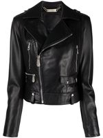 Philipp Plein veste de moto en cuir - Noir