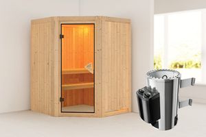 Karibu | Minja Sauna | Bronzeglas Deur | Kachel 3,6 kW Geïntegreerde Bediening