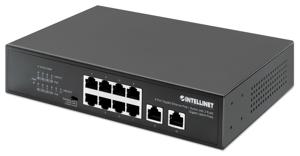 Intellinet 8-Port Gigabit Ethernet PoE+ Switch mit 2 RJ45 Gigabit Uplink-Ports 120W Netwerk switch 10 / 100 / 1000 MBit/s IEEE 802.3af (15.4 W), IEEE 802.3at