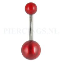 Navelpiercing parelmoer rood