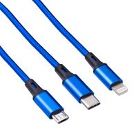 Akyga USB-kabel USB-A stekker, Apple Lightning stekker, USB-C stekker, USB-micro-A stekker 1.20 m Blauw AK-USB-27 - thumbnail