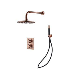 Inbouw Regendouche Set Boss & Wessing Copper Pro Wanduitloop en Staaf Handdouche Geborsteld Koper 20 cm Boss & Wessing