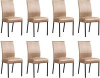 Set van 8 Taupe leren moderne eetkamerstoelen Real - poot vierkant zwart - Vintage Leer Taupe (taupe leer) - thumbnail