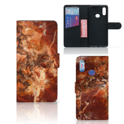 Samsung Galaxy A10s Bookcase Marmer Bruin