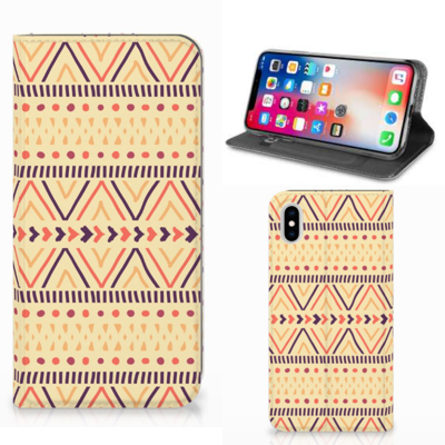 Apple iPhone Xs Max Hoesje met Magneet Aztec Yellow Apple iPhone Xs Max Hoesje met Magneet Aztec Yellow
