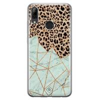 Huawei P Smart 2019 siliconen hoesje - Luipaard marmer mint