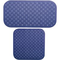 MSV Douche/bad anti-slip matten set badkamer - rubber - 2x stuks - donkerblauw - 2 formaten - thumbnail