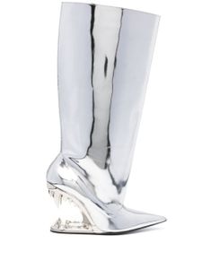 GCDS bottes Morso Mirror 110 mm en cuir - Argent