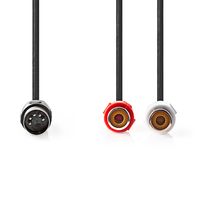 Nedis DIN-Audiokabel | DIN 5-Pins Male | 2x RCA Female | Vernikkeld | 0.20 m | Rond | PVC | Zwart | Label - CAGL20250BK02