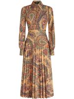 ETRO robe plissée à motif cachemire - Orange