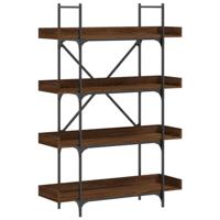 vidaXL Boekenkast 4-laags 100x33x145,5 cm bewerkt hout bruineikenkleur, boeken plank, boekenkast industrieel, lage boekenkast, schappenkast