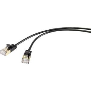 Renkforce RF-4538188 RJ45 Netwerkkabel, patchkabel CAT 8.1 F/FTP 1.00 m Zwart Extreem dun, Vergulde steekcontacten 1 stuk(s)