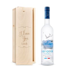 Vodka in gegraveerde kist - Grey Goose