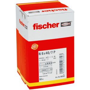 Fischer 50339 schroefanker & muurplug 50 stuk(s) Schroef- & muurplugset 40 mm