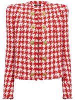 Balmain veste en tweed à motif pied-de-poule - Rouge