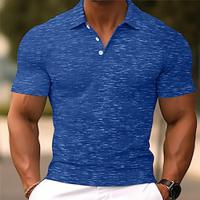 Voor heren Sportpolo Golfshirt Casual Feestdagen Revers Korte mouw Modieus Basic Effen nappi Zomer Normale pasvorm Donker Bruin Zwart blauw Grijs Sportpolo Lightinthebox