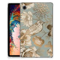 Siliconen Hoesje voor Samsung Galaxy Tab A9 Vintage Bird Flowers - thumbnail