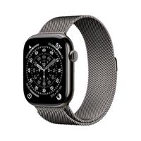 Apple Watch Series 11 GPS + Cellular 46 mm Smartwatch met kast van leisteen titanium, leisteen Milanees bandje (M/L). Slaapscore, conditie bijhouden, gezondheid monitoren, Always‑On display