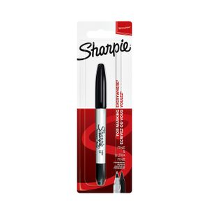 Viltstift Sharpie twin tip rond 0.5mm en 0.9mm zwart blister ÃƒÆ' 1 stuk