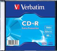 Verbatim CD-R Extra Protection, onbewerkt CD-R met 700 MB gegevensopslag, ideaal voor foto- en video-opnames, compatibel met elk conventioneel cd-station, afzonderlijke slanke sieradenhoes